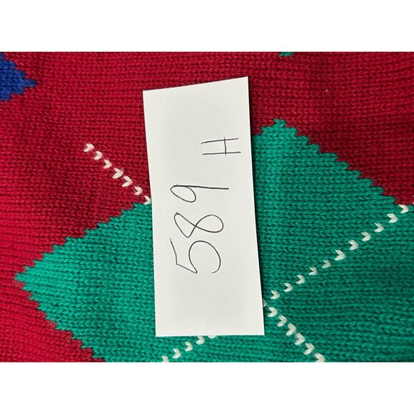 Vintage Pringle Argyle Crewneck Pullover Sweater Red Green Sz Small Knitwear - Picture 9 of 10